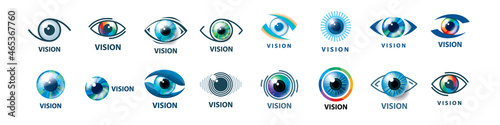 A set of vector logos with an image of an eye