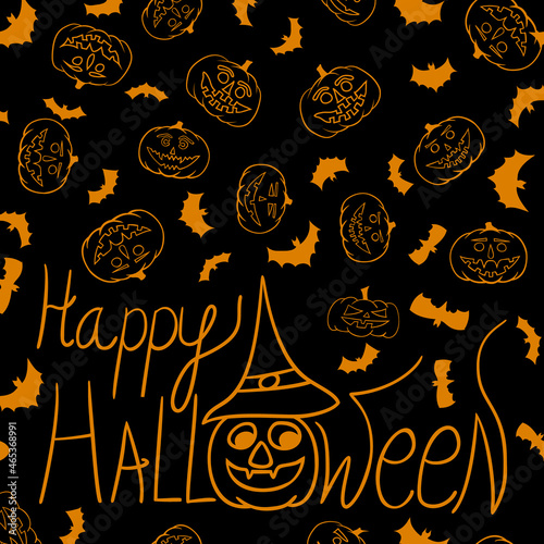 Halloween vector background with lettering happy halloween