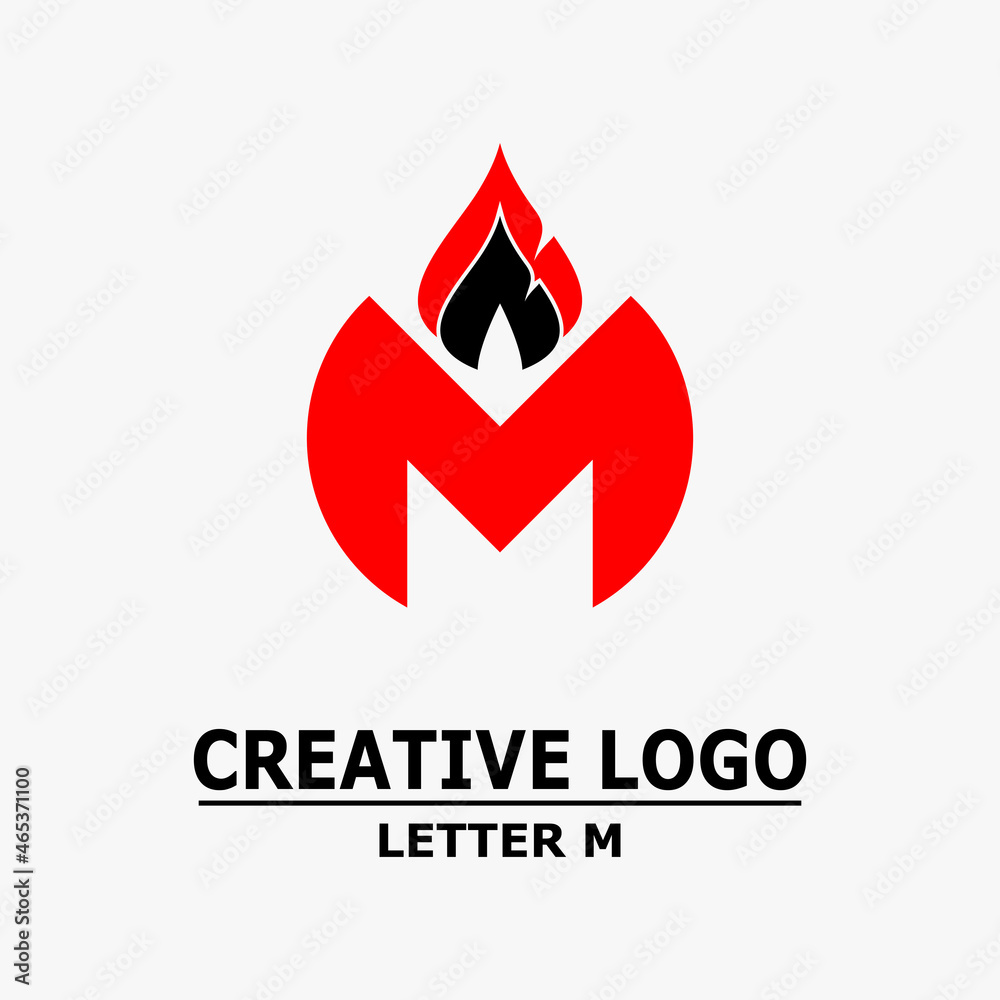 Letter M Logo, Letter M Icon And Fire Icon. Abstract Business Logo Icon 