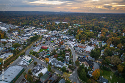 Aerial Autumn Sunset in Closter New Jersey  photo