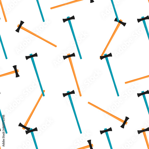 Illustration on theme pattern steel axes with wooden handle