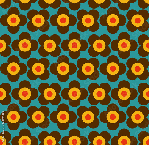Retro florals seamless pattern. Abstract geometric background. Vector Illustration.
