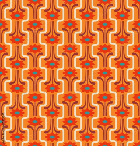 Retro florals seamless pattern. Abstract geometric background. Vector Illustration.