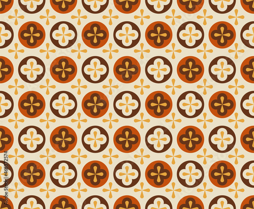 Retro florals seamless pattern. Abstract geometric background. Vector Illustration.