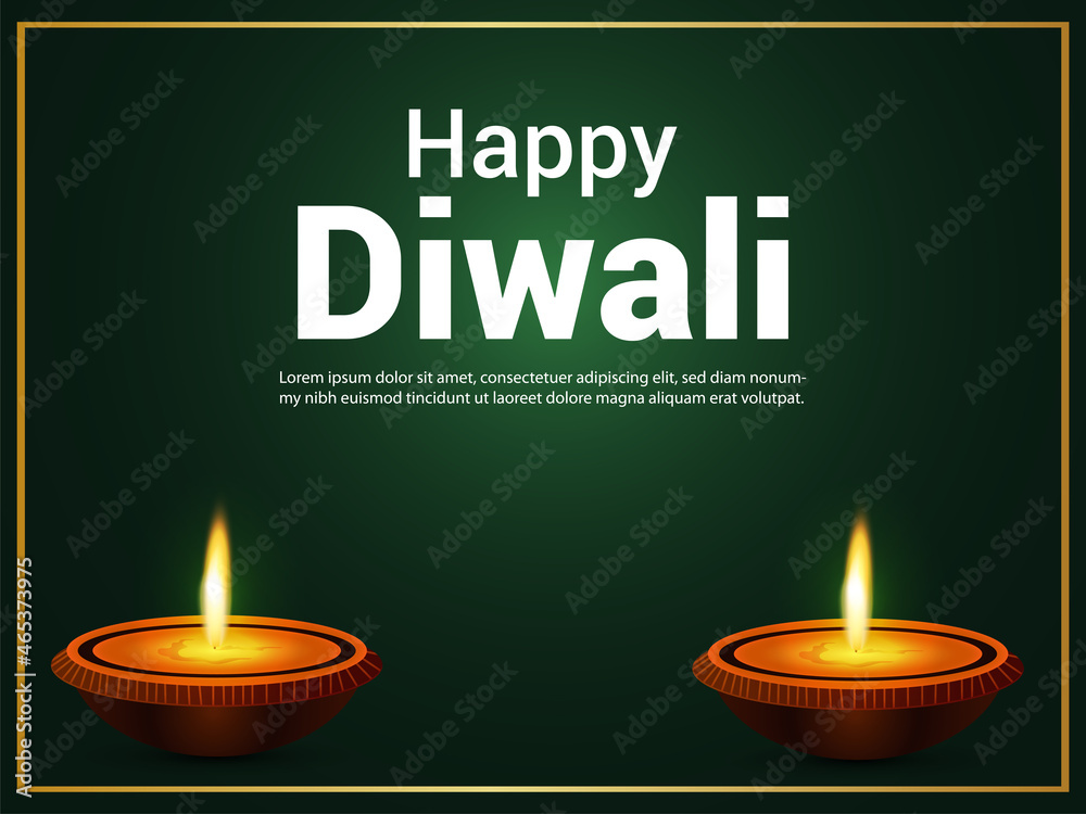 Happy diwali celebration greeting card with vector illustration of diwali diya Happy diwali celebration greeting card with vector illustration of diwali diya