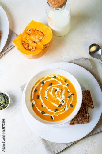 delicious light pumpkin soup for lunch