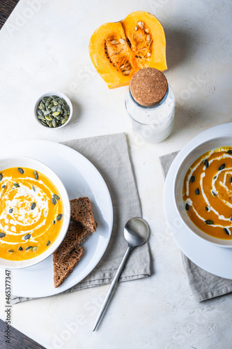 delicious pumpkin creamy soup for lunch