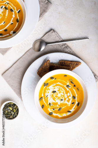 delicious pumpkin creamy soup for lunch