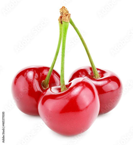 red cherry isolated on white background. clipping path