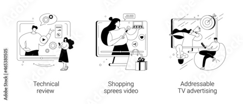 Video content abstract concept vector illustrations.