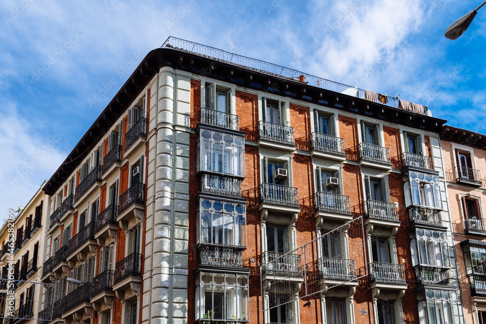 Low Angle View of Old Residential Building in Central Madrid