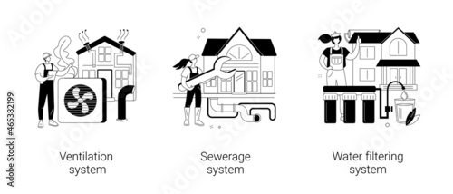 Home treatment system abstract concept vector illustrations.