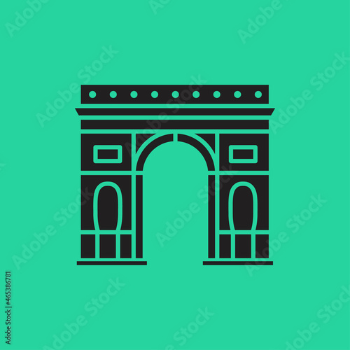 Triumphal Arch icon. Classic or baroque architecture. Historical tourism in France, Paris.