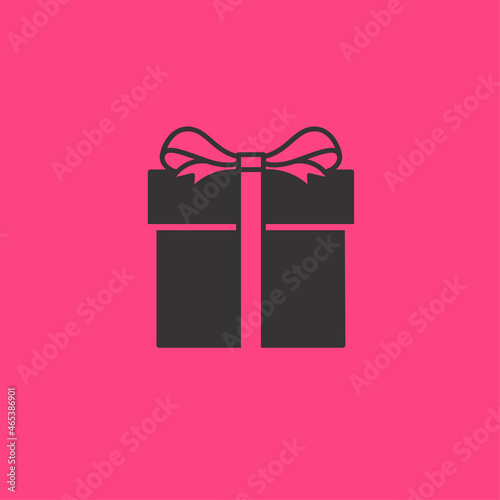 Gift icon. Box with a large bow and ribbon. Gift box.