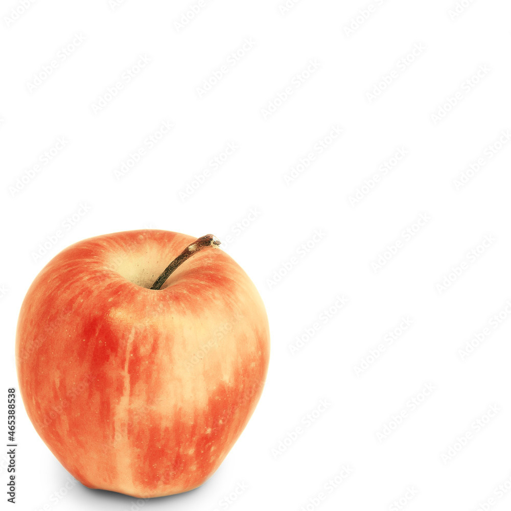 Simple composition with an apple. Red apple on an isolated background. Ripe apple in the corner on a white background. Fresh ripe fruit Simple composition with an apple. Red apple on an isolated background. Ripe apple in the corner on a white background. Fresh ripe fruit