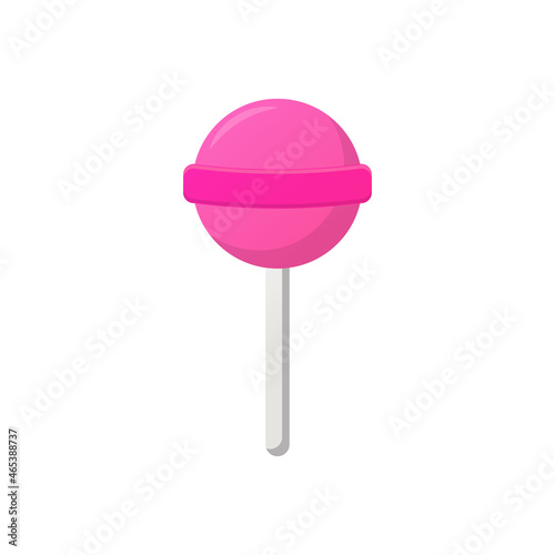 Sweet Pink Lollipop on Stick illustration. Lollypop icon on Stick. Tasty Candy and Party Treats on White Background. Isolated Vector