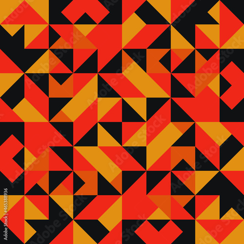 Colorful abstract geometric broken shape tile. Vector with colorful orange and red shapes. Seamless design canvas.