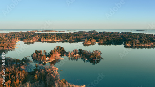 Top view aerial photo of an amazingly beautiful sea landscape. Landscape on on the Baltic coast