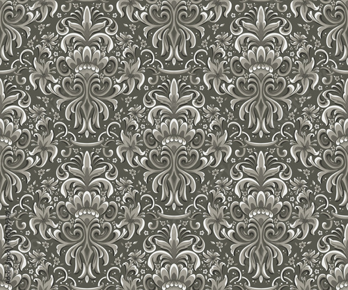Damask seamless pattern element. Vector floral damask ornament vintage illustration.