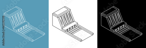 Set of hydroelectric dam. Isolated isometric element. Alternative energy hydroelectric power station. 