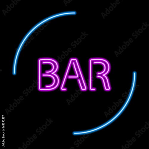 Bar neon sign, modern glowing banner design, colorful modern design trend on black background. Vector illustration.