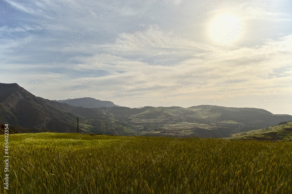 Fototapeta premium landscape with mountains and clouds and sky