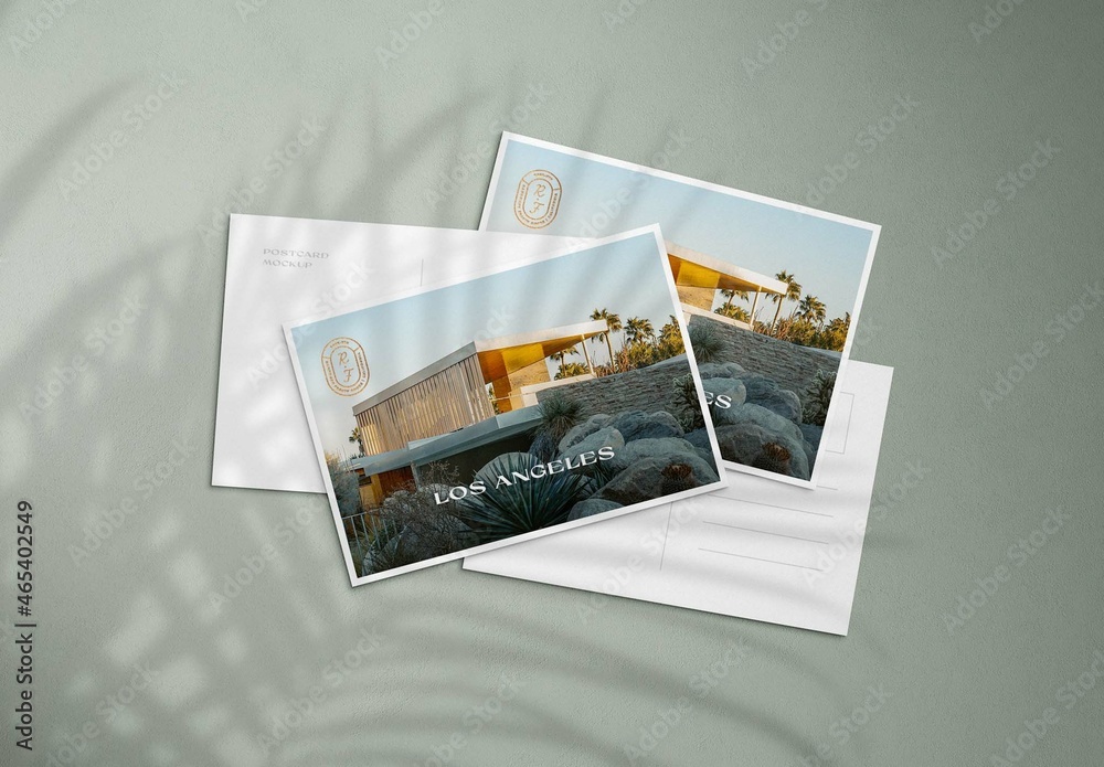 Hot Foil Postcards Stack Mockup Scene Stock Template | Adobe Stock