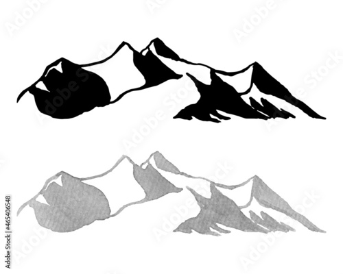 Set of mountains drawings isolated on a white background.