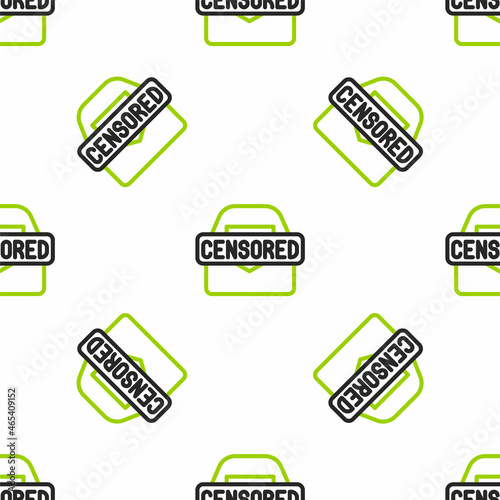 Line Censored stamp icon isolated seamless pattern on white background. Vector