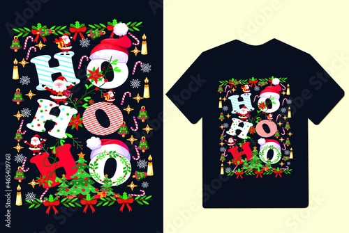 HO HO HO, Marry Christmas t-shirt design for christ mas and best and trendy typography t-shirt design for winter season love joy Santa t-shirt .
