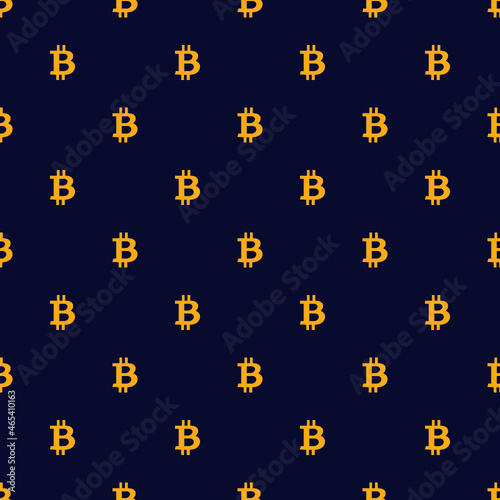 Seamless pattern with bitcoin sign on a dark background. 