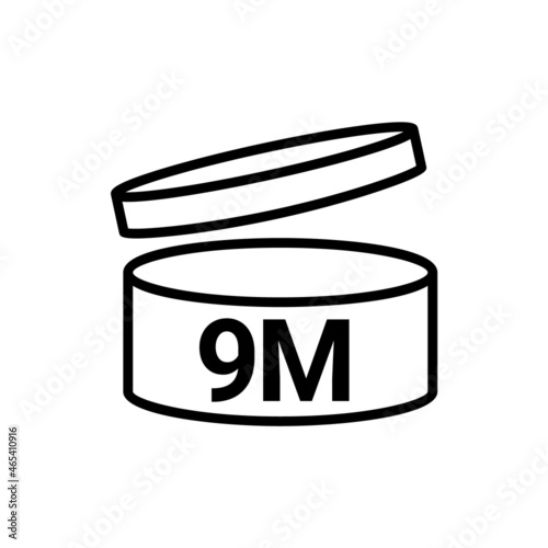 Pao symbol logo cosmetic life. 9 Months expiry open shelf jar expiration pao month icon