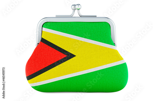 Coin purse with Guyanese flag. Budget, investment or financial, banking concept in Gayana. 3D rendering photo