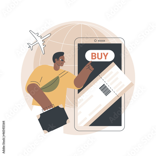 Buying tickets online abstract concept vector illustration. Online booking mobile application, e-Commerce shopping, internet purchase, buying tickets in advance on website abstract metaphor.
