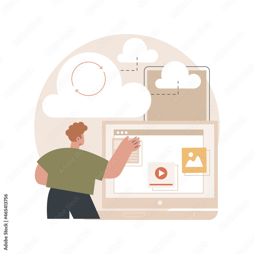 Cloud connection abstract concept vector illustration. Connectivity method, remote central storage, online data transfer, database connection, internet, secure cloud service abstract metaphor.