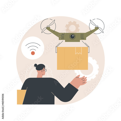 Autonomous delivery abstract concept vector illustration. Drone delivery, no human contact, automated courier service, autonomous robot, self driving vehicle, without courier abstract metaphor.