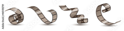 Film strip reel movie vector icon set. Cinema film strip tape photo camera video banner