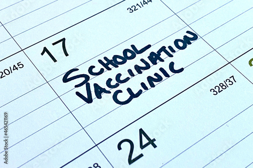 Calendar reminder for school vaccination clinic now that children ages 5-11 are approved to receive the low dose Pfizer vaccine