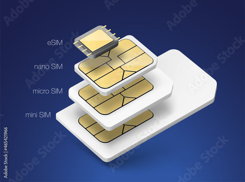 Set of different SIM cards. Vector illustration. Ready for your design. EPS10.	 photo