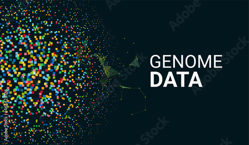 Genome genetic data sequence human analytics background. DNA gene health design