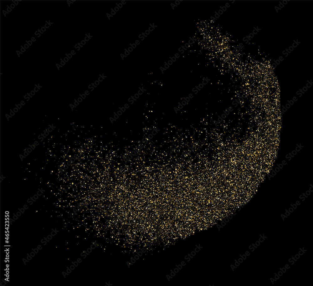 Gold glitter texture on black background. Golden sparkle confetti ...