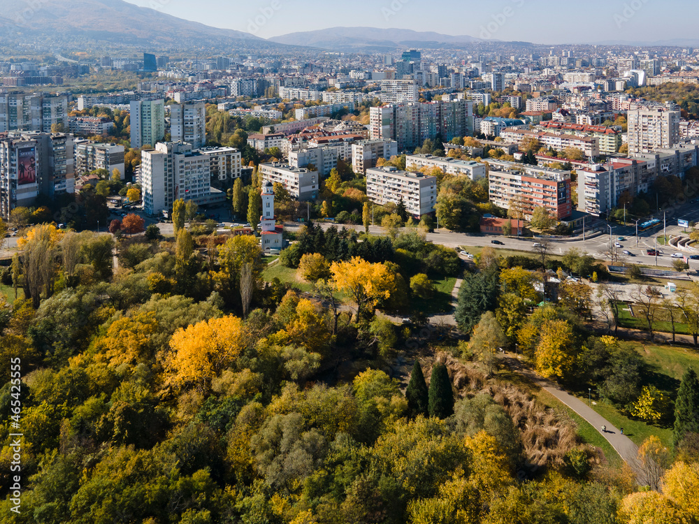 Obraz premium Aerial Autumn view of South Park in city of Sofia, Bulgaria