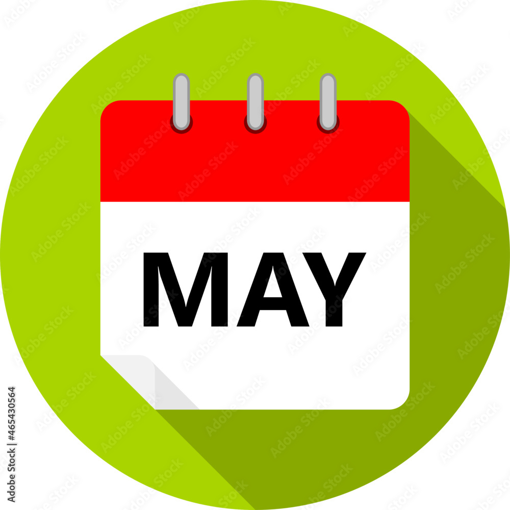 white and red calendar page with May month abbreviation MAY written in black and a green circle background whith shadows clipart vector editable changeable image white and red calendar page with May month abbreviation MAY written in black and a green circle background whith shadows clipart vector editable changeable image