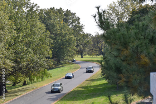 Arlington, Virginia, USA - October 25, 2021: View of the Northbound Side of the George Washington Memorial Parkway as Seen from Memorial Bridge