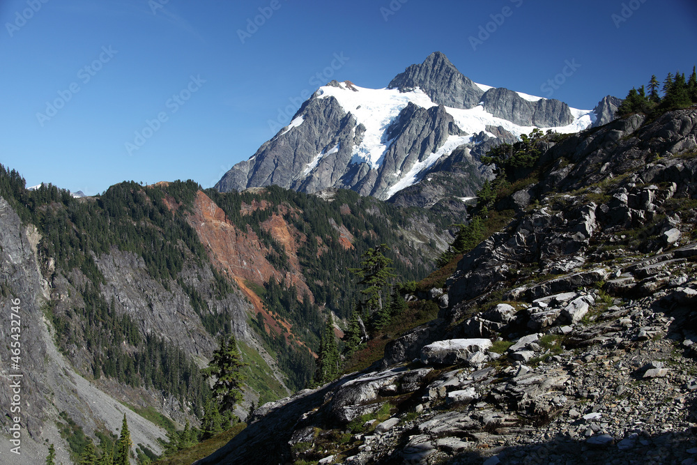 Rocky terrain and Mount Shuksan Mount Baker Washington State