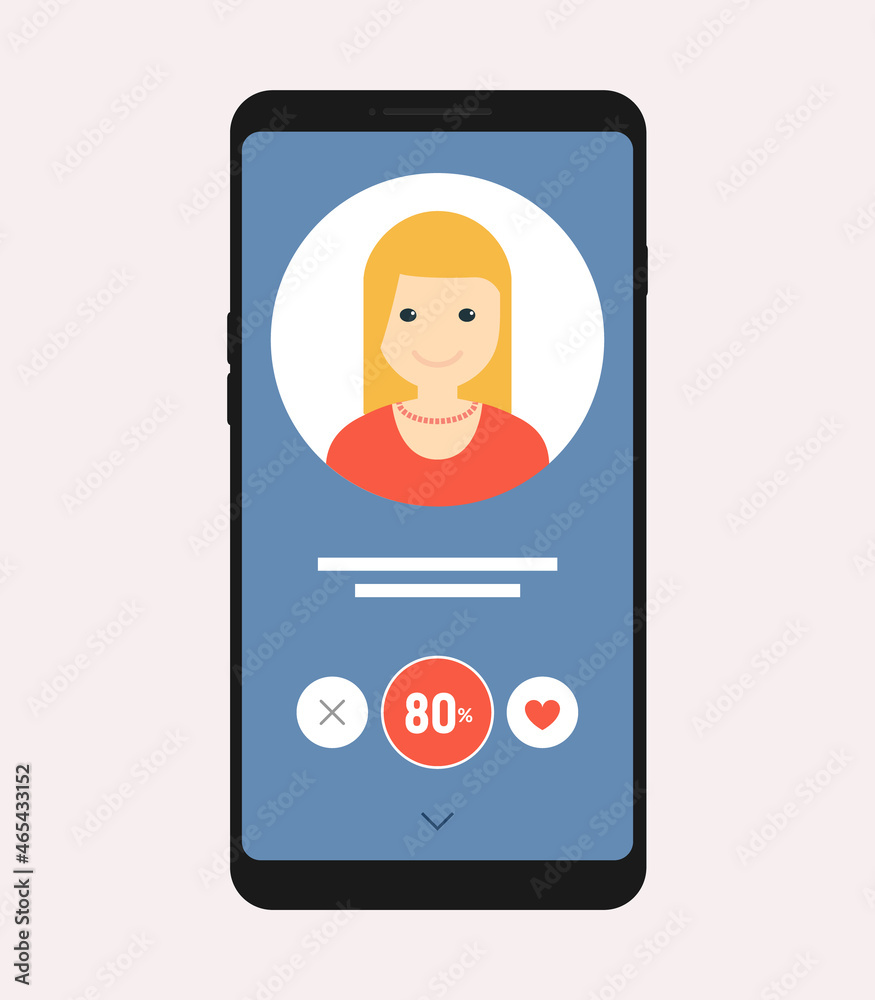 Dating app online mobile concept. Female male profile flat design. Couple match for relationship