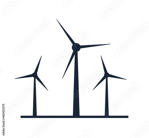 Wind vector turbine icon. Wind power energy turbine silhouette illustration tower windmill