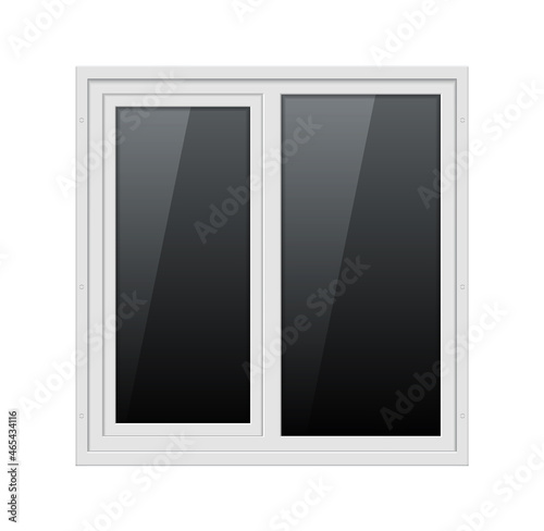 Plastic window glass vector frame. Plastic window wall isolated panel building exterior background