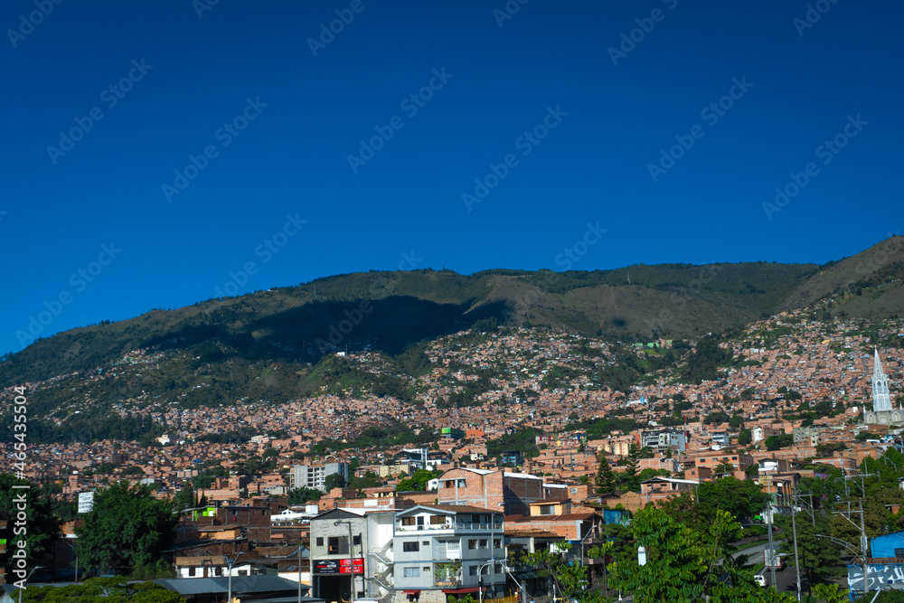 Medellin, Antioquia- Colombia. July 17, 2021. Commune No. 3 Manrique is one of the 16 communes of the city of Medellín, capital of the Department of Antioquia. It is located in the northeast part