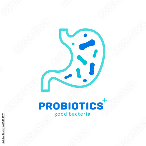 Stomach germ virus biology digestion icon. Lactobacillus probiotic. Stomach probiotic health
